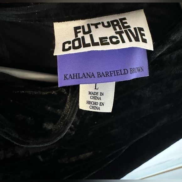 Future Collective Women’s L Black Velvet Ruched Open Back A-line Dress - Picture 7 of 9